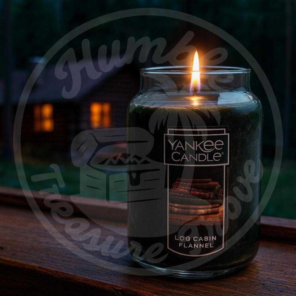 Yankee Candle Log Cabin Flannel 22 oz Large Jar Black Pepper Cinnamon Sandalwood